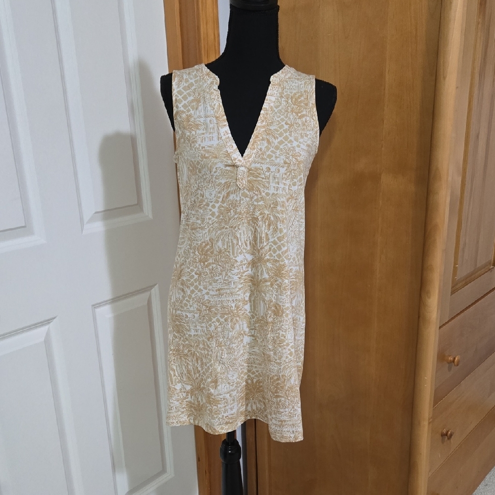 Lilly Pulitzer Beige and White Sleeveless Dress